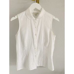 Linen Banana Republic Sleeveless Blouse Scalloped Collar